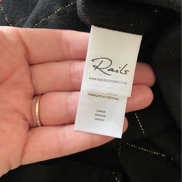 Rails Black Ebony Tinsel Gold Plaid Hunter Button Down Shirt L - Picture 13 of 14